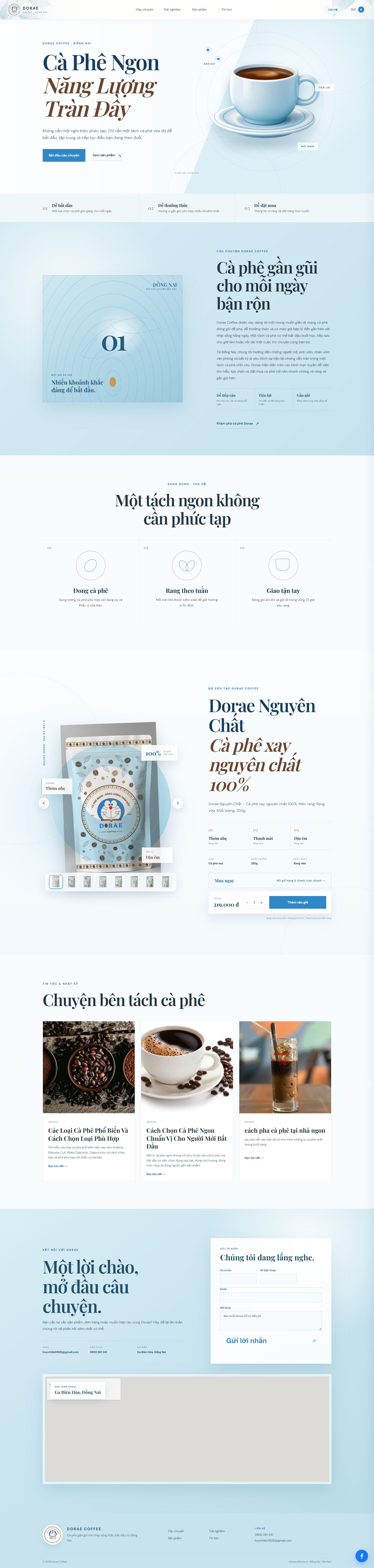Website Dorae Coffee — thương hiệu cà phê