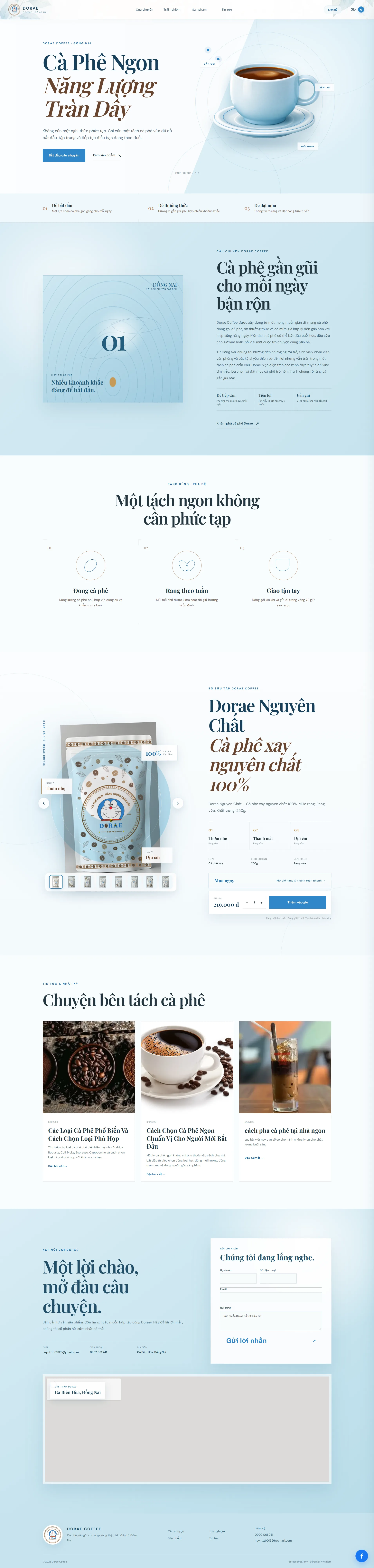 Website Dorae Coffee — thương hiệu cà phê