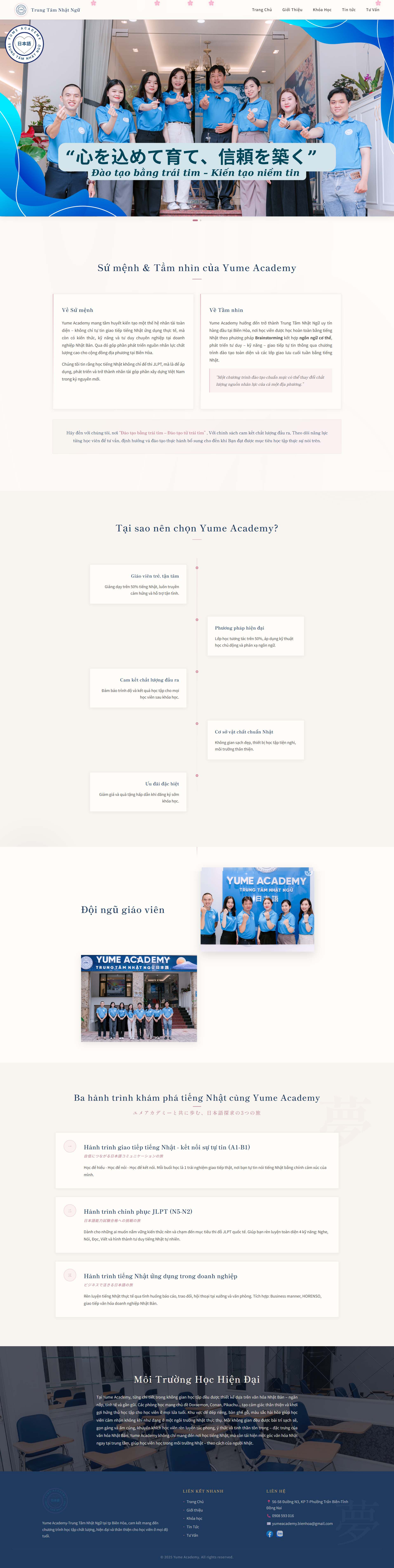 Website Yume Academy — Trung tâm Nhật ngữ Đồng Nai