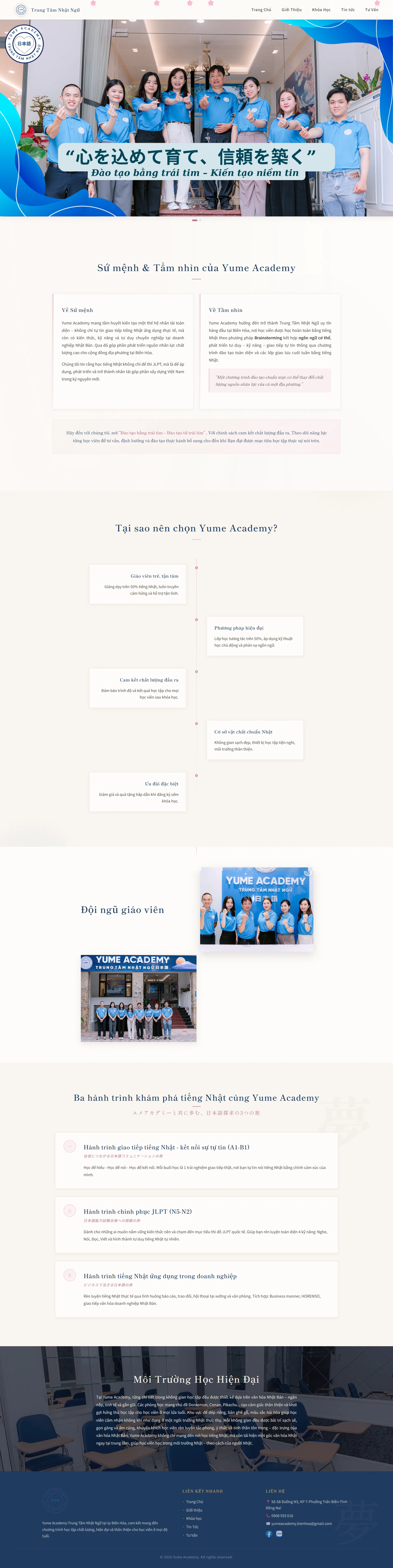 Website Yume Academy — Trung tâm Nhật ngữ Đồng Nai
